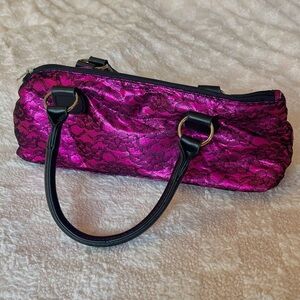 Pink Metallic Black Lace Handbag Purse Wine Cooler